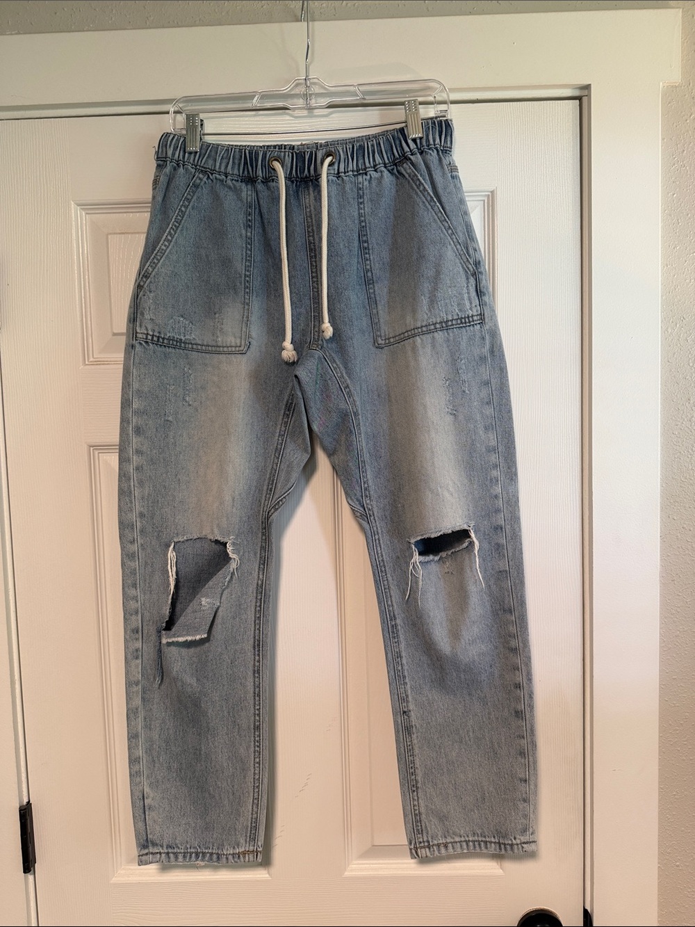 Three Bird Nest Light Wash Relaxed Drawstring Jeans